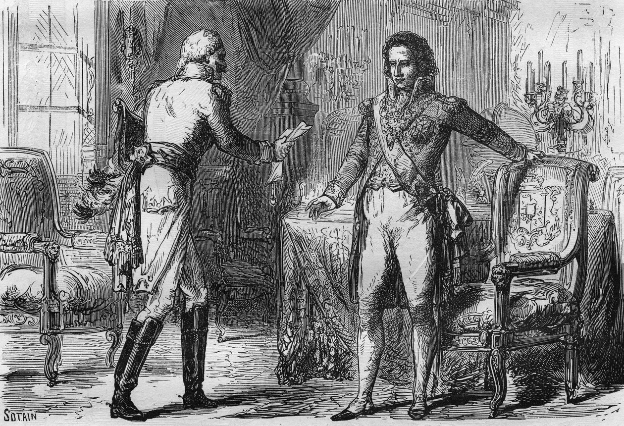 Bernadottova zrada - Jean Baptiste Jules Bernadotte (1763-1844) přijal 18. prosince vyslance (tajného agenta) z Pruska do švédského Stockholmu od Unknown artist