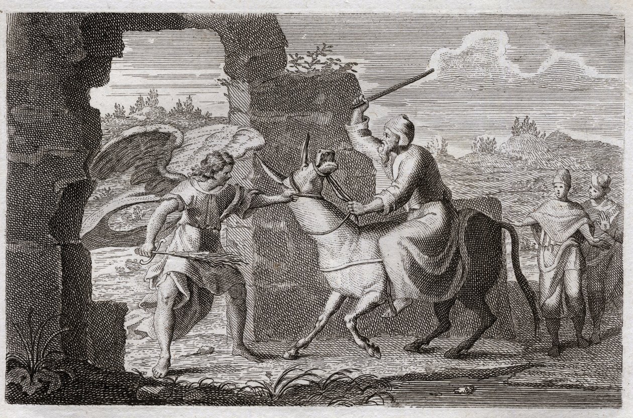 Bible of Royaumont, Starý zákon: Balám. Falešný prorok Balám žehnal, i když on, lid Boží, ačkoli ho král Balák (Balac) poslal do hádky, aby ho proklel. Její kopr k ní mluví, aby si stěžovala, co ji bil, protože ona sv od Unknown artist