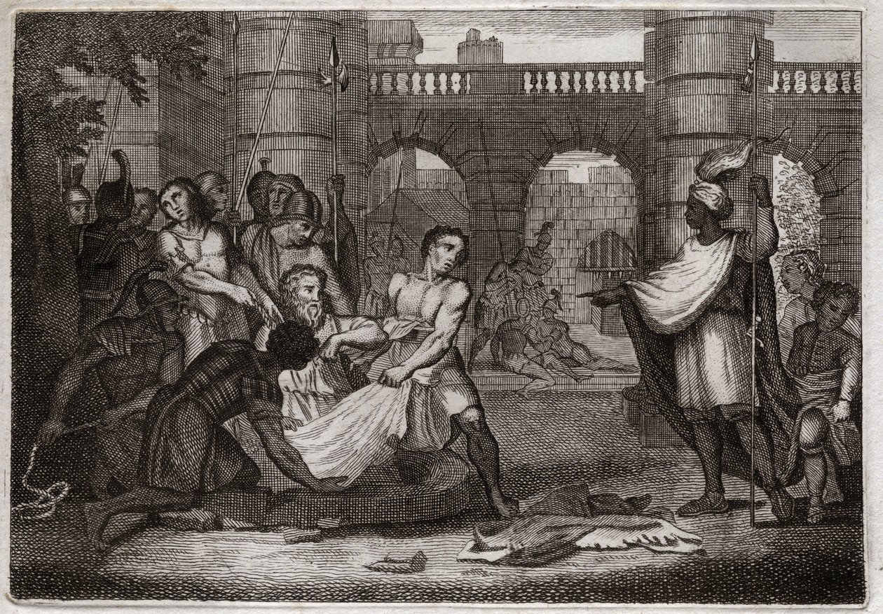 Bible of Royaumont, Starý zákon: Prorok Jeremiáš. Svatý prorok a jáma. Ilustrace z roku 1811. od Unknown artist