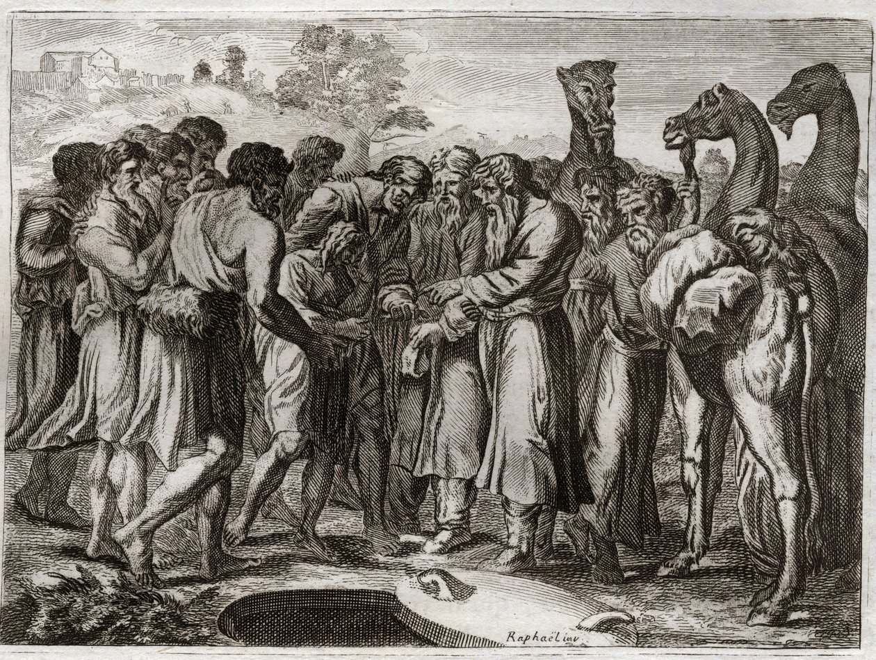 Bible of Royaumont, Starý zákon: Josefa prodali jeho bratři. od Unknown artist