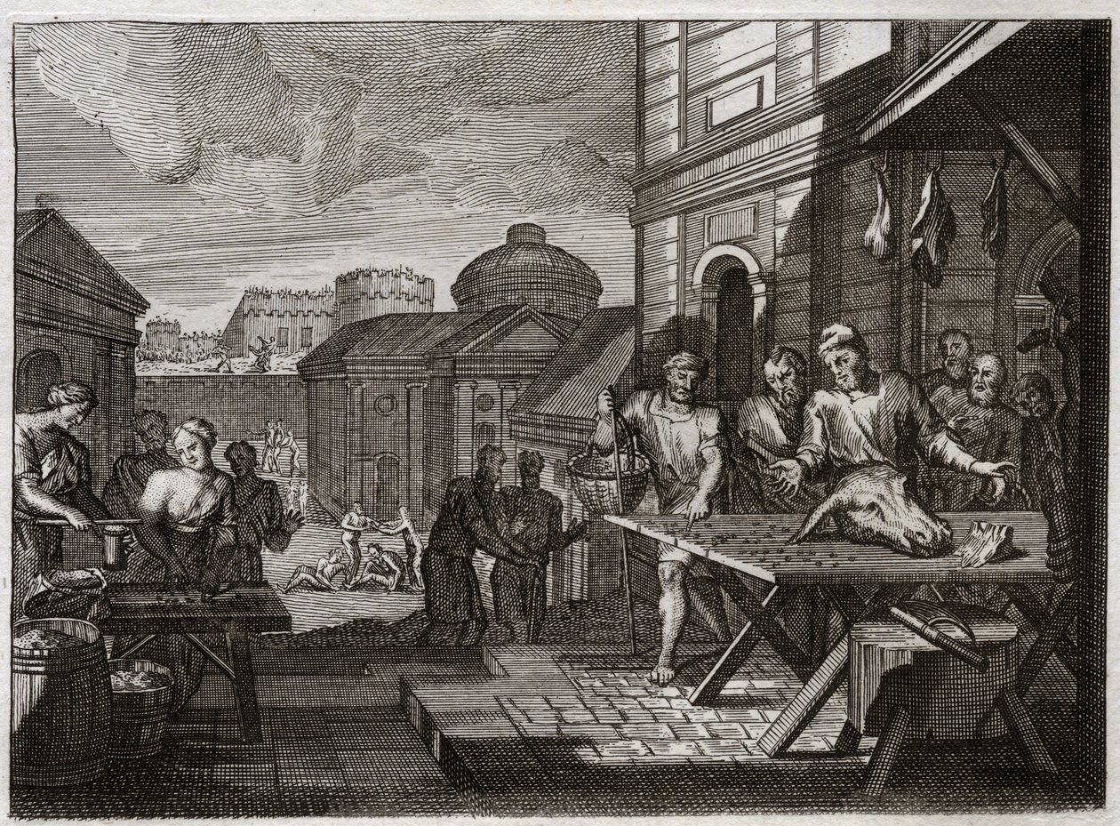 Bible of Royaumont, Starý zákon: Obležení Samaří. Syrský král oblehl město Samaří a přivedl ho k hroznému hladomoru. Ilustrace z roku 1811. od Unknown artist