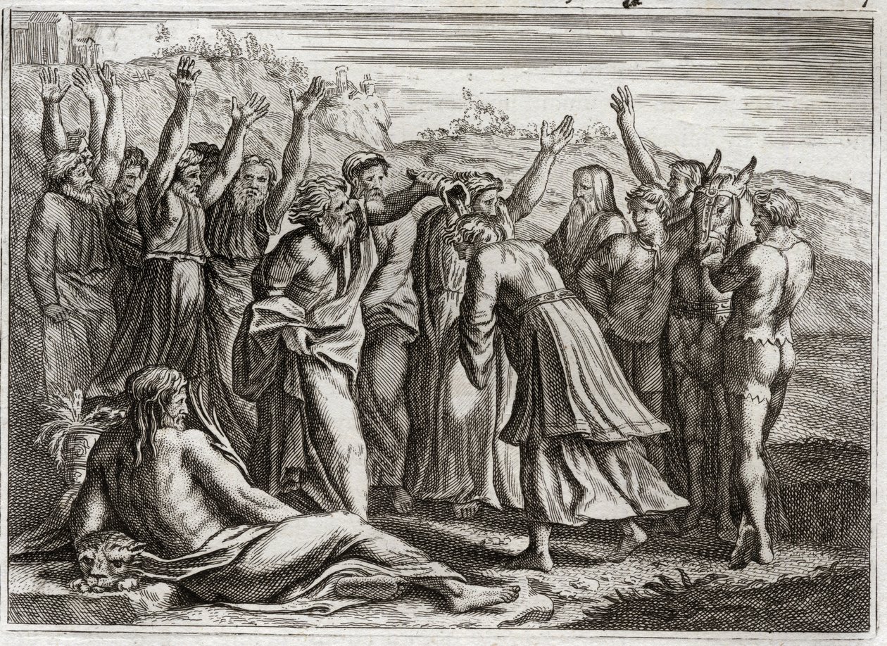 Bible of Royaumont, Starý zákon: Král Šalomoun. David ustanovil Šalomouna králem na modlitby Betsabee a proroka Nátana. Ilustrace z roku 1811. od Unknown artist