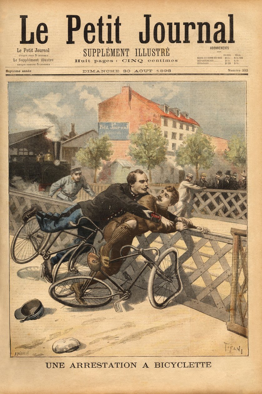 Zastavení kola poblíž Champigny. Rytina v „“ Le petit journal“ 30/08/1896. Selva sbírka. od Unknown artist