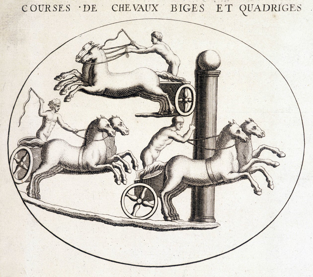 Dostihy Biges a Quadriges. 19. století rytina. od Unknown artist