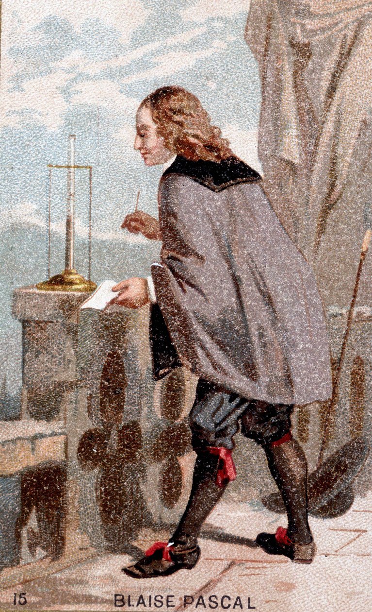 Blaise Pascal (1623 - 1662) před barometrem od Unknown artist