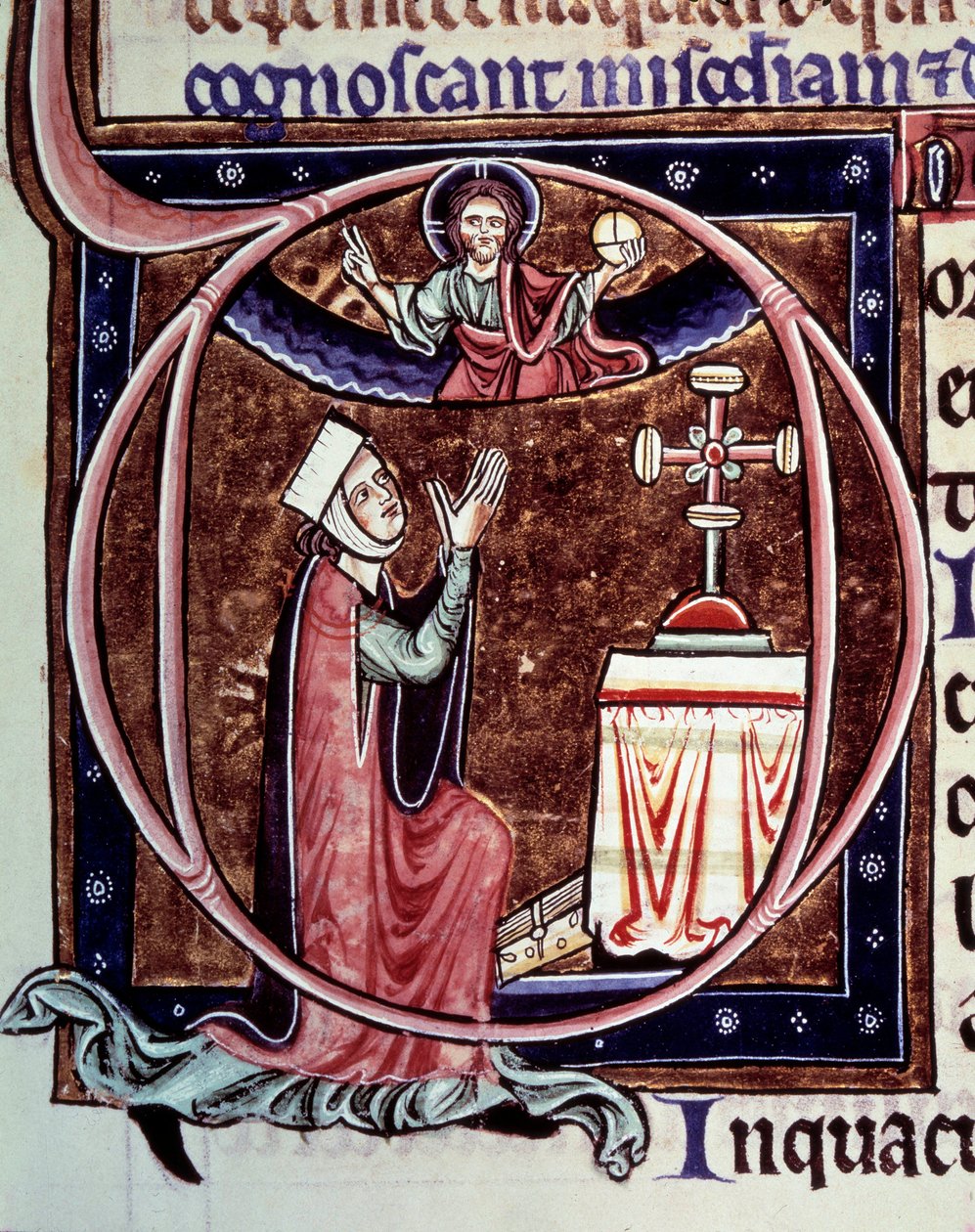 Blanche de Castille královna Francie (1188-1252) v modlitbě miniatura z rukopisu „Život a zázraky svatého Ludvíka“ od Viléma ze Saint Pathus od Unknown artist