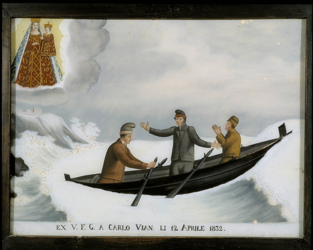 Loď v neporušeném moři - ex-voto Notre Dame de Laghet od Unknown artist