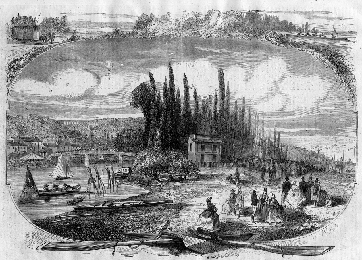 Bougival (Yvelines) Břehy Seiny v roce 1868 od Unknown artist