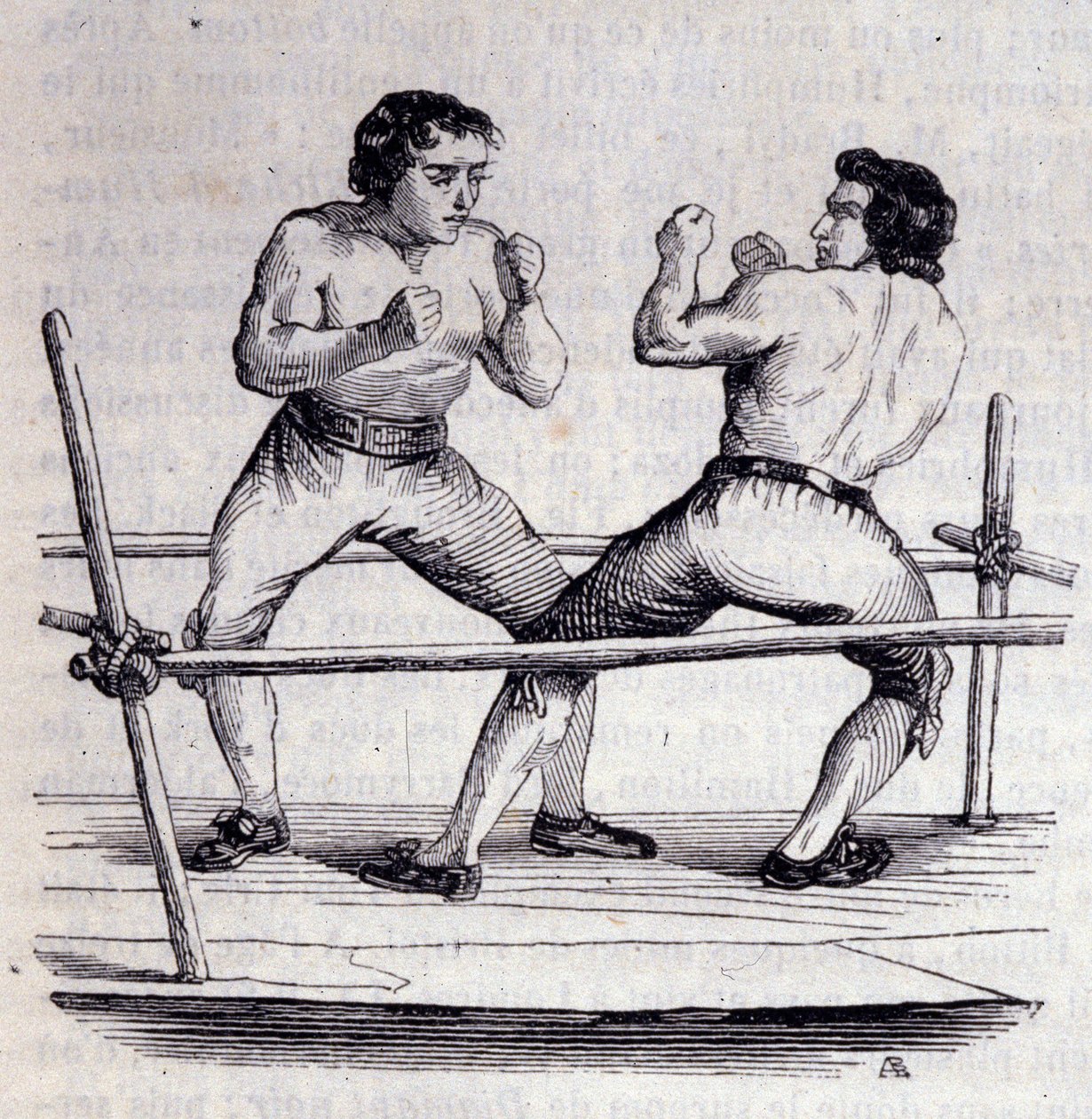 Boxeři Daniel Mendoza (1764-1836) a Richard Humphries (Humphreys) v roce 1790. Rytina 19. stol. od Unknown artist