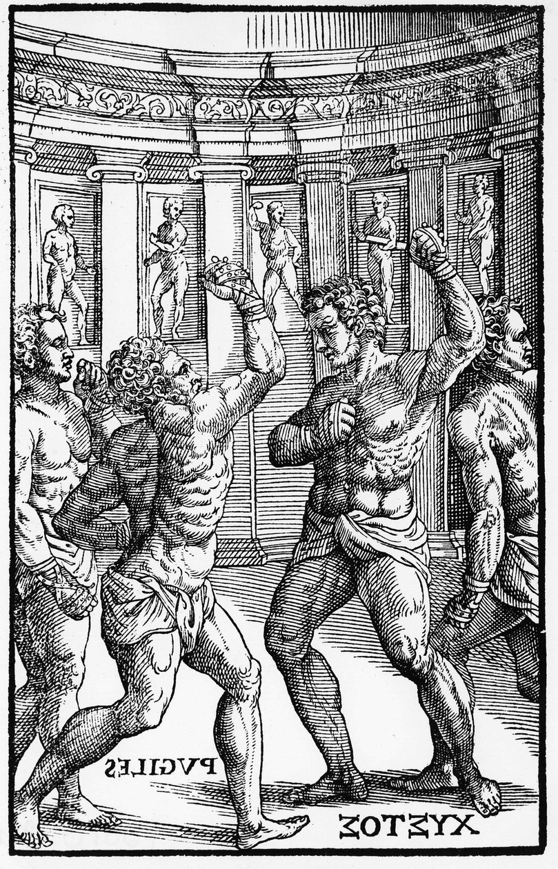 Boxeři, zápasníci - v „Jerome Mercurialis de Arte Gymnastica“, vydání v Benátkách od Unknown artist