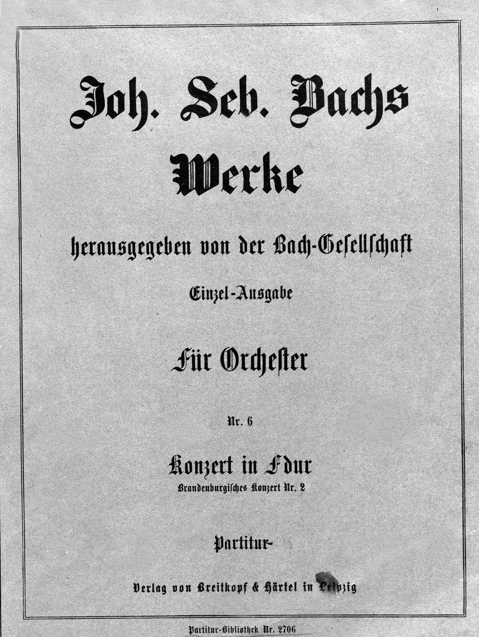 Braniborský koncert č. 2, frontispis partitury Johanna Sebastiana Bacha (Johann Sebastian Bach od Unknown artist