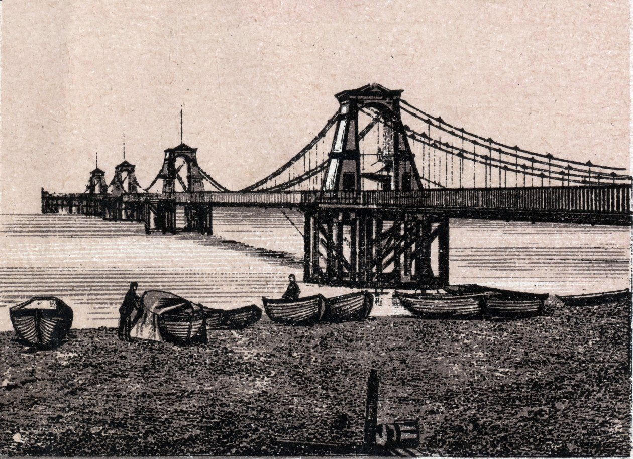 Brighton, Anglie: pohled na Chain Pier. v „“ Svět ilustruje 168 pohledů““ Nedatováno (konec 19. století) od Unknown artist
