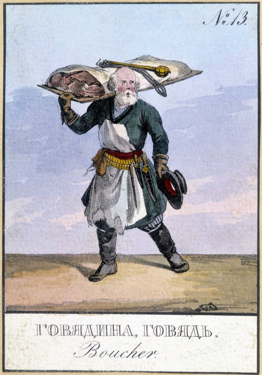 Řezník v Rusku v 19. století. od Unknown artist