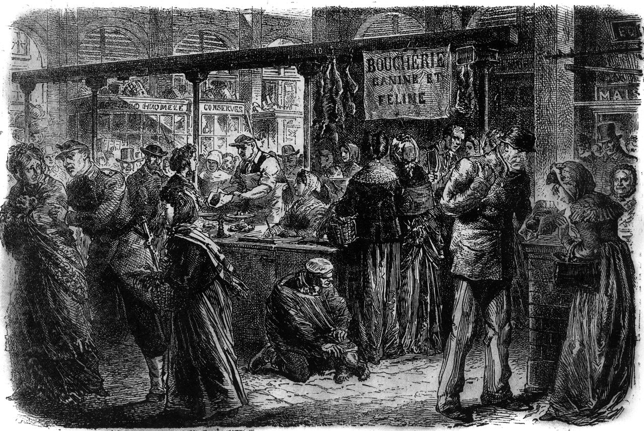 Řeznictví psů a koček v Paříži v roce 1870 od Unknown artist