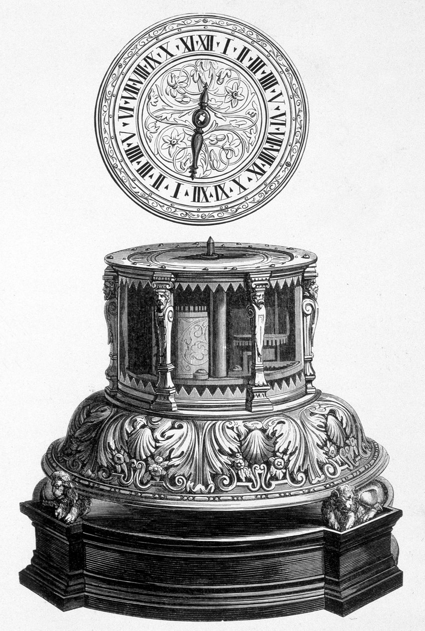 Skříňkové hodiny z období Valois - rytina od Unknown artist