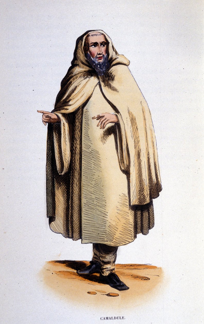 Camaldule, člen řeholního řádu (poustevník a mnich) založeného v údolí Camaldoli (Toskánsko) svatým Romualdem v roce 1010. Rytina z 19. století. od Unknown artist