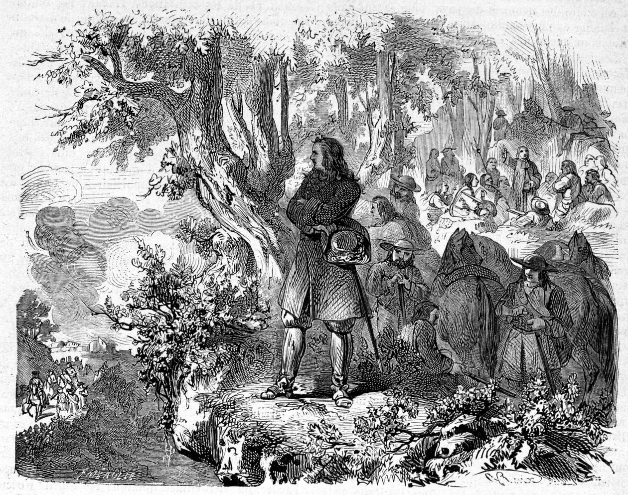 Camisards v Cevennes. 19. století rytina. od Unknown artist
