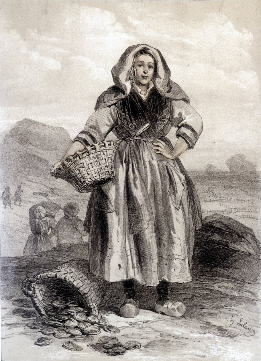 Cancale Oyster Fisherman - litografie od Unknown artist