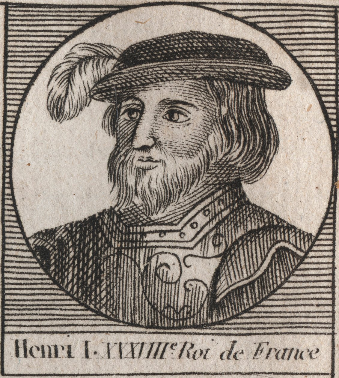 Dynastie Capetians: Portrét Jindřicha I. (1009-1060), krále franků v letech 1031 až 1060 - Jindřich I. (1009-1060) francouzský král - rytina z „Instruction sur l
