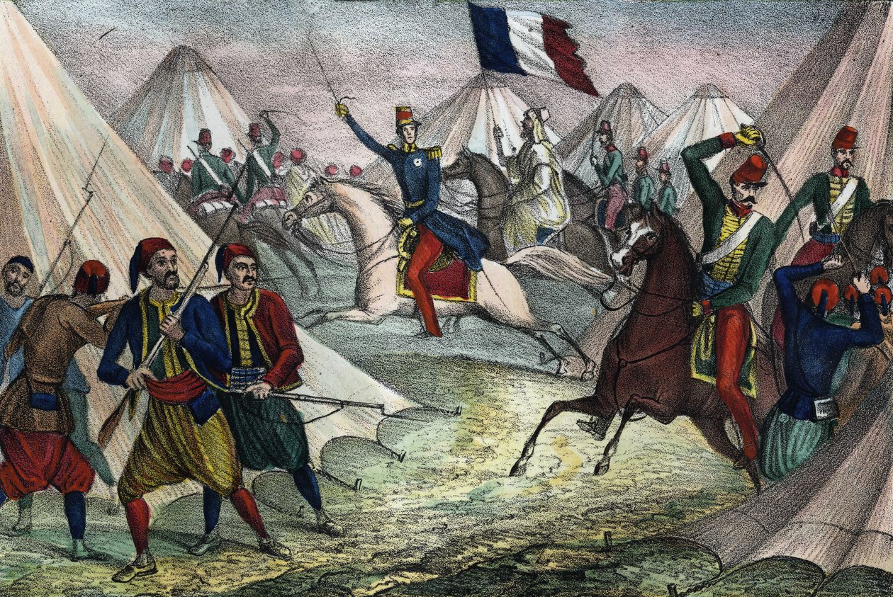 Zajetí Smalla z Abd-el-Kader v Alžírsku dne 16. května 1843 vévodou z Aumale. V “” Storia d