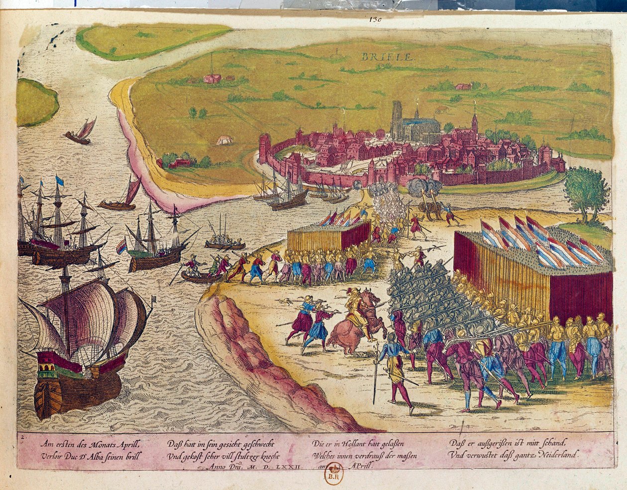 Dobytí pevnosti Brielle v roce 1572 Hollande. Rytina 17. století B.N. Paříž od Unknown artist