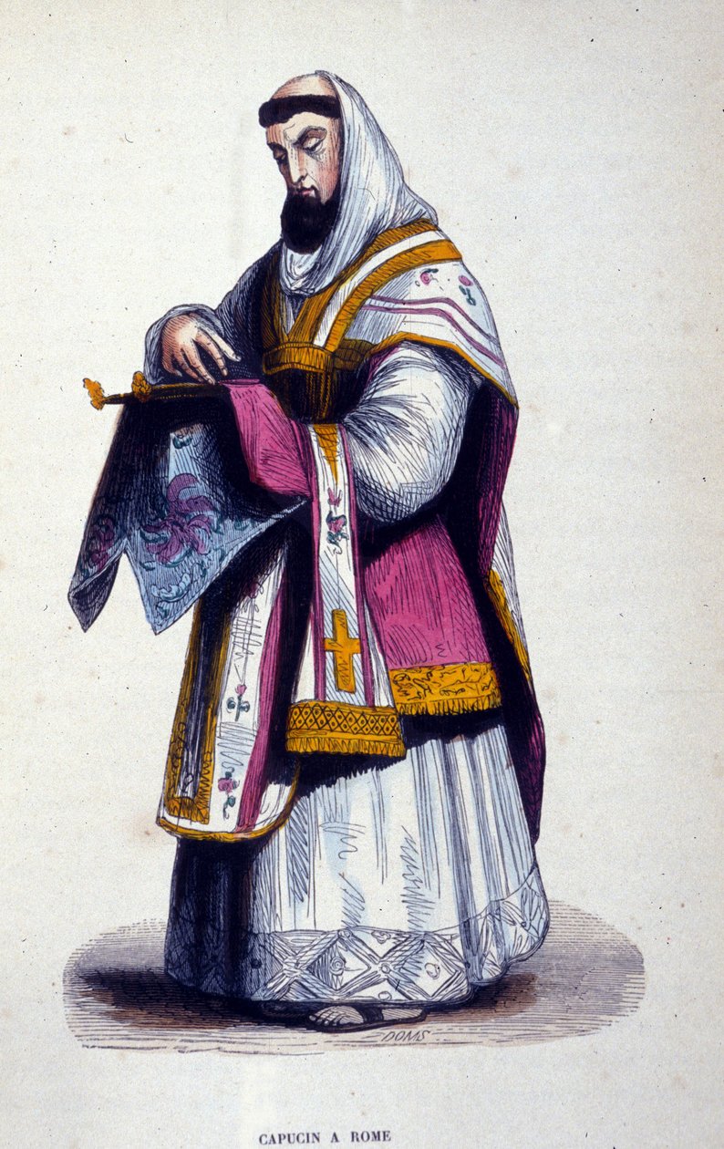 kapucín v Římě. Rytina z alba o řeholních řádech, Paříž od Unknown artist