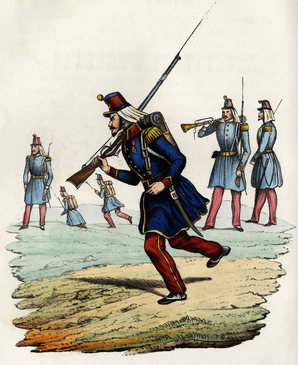 Carabiniers of Orléans, lovci francouzské armády, vytvořeni v roce 1840 a posláni do Alžírska v roce 1841. V “” Storia d