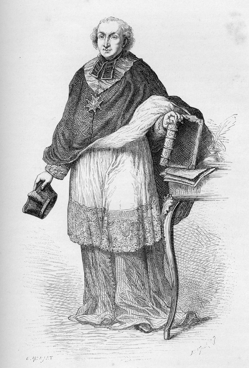 Kardinál Etienne-Charles de Lomenie de Brienne - Etienne de Lomenie de Brienne (1727-1794), francouzský prelát a politik - - rytina z „“ Historie Francie vyprávěná mým vnoučatům““ - od Francoise Guizota - 1872-1876 od Unknown artist