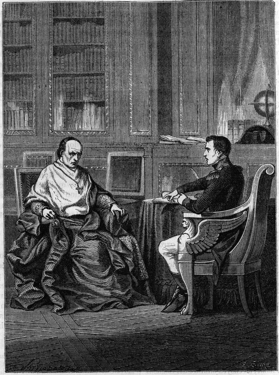 Kardinál Giambattista Caprara, jmenovaný legátem v Paříži Piem VII., byl přijat v Malmaison Napoleonem Bonapartem v roce 1801 od Unknown artist
