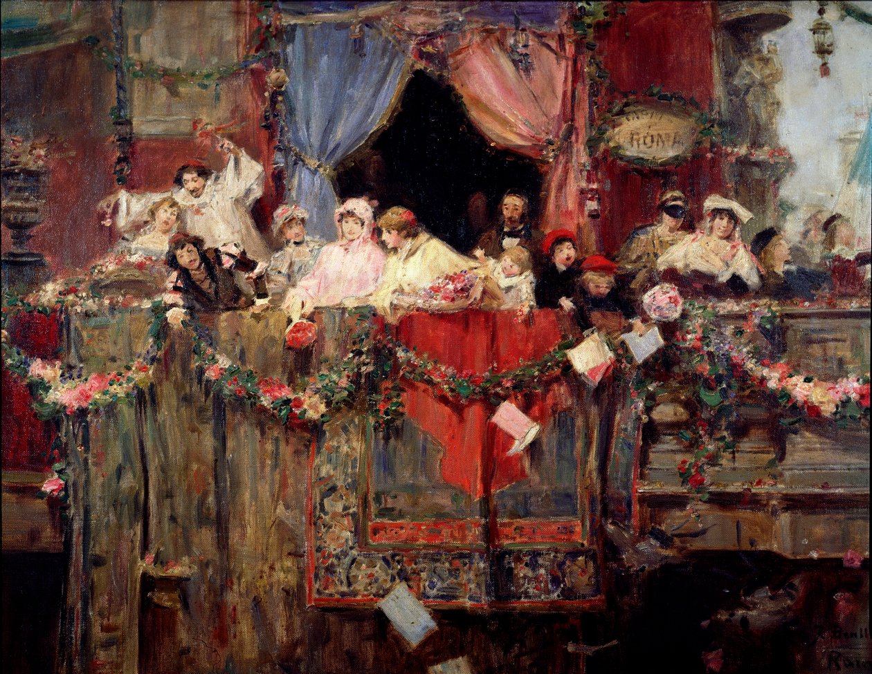 Karnevalová scéna v Římě Anonymní obraz. Řím 19. století, museo del folklore od Unknown artist