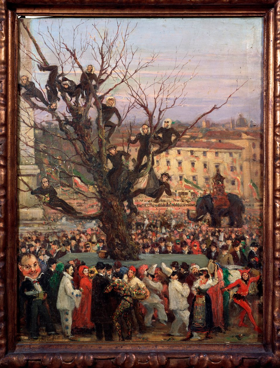 Karnevalová scéna v ulicích Říma Anonymní obraz. Řím 19. století, Museo del Folklore od Unknown artist