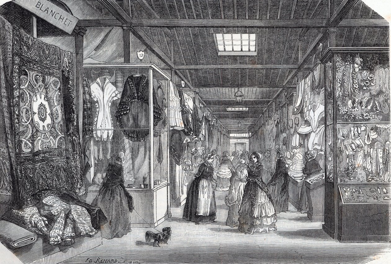 Carre du Palais Royal (Palais-Royal) v Paříži v 19. století – rytina do „“Tableau-de-Paris”” od Edmonda Texiera 1852 od Unknown artist