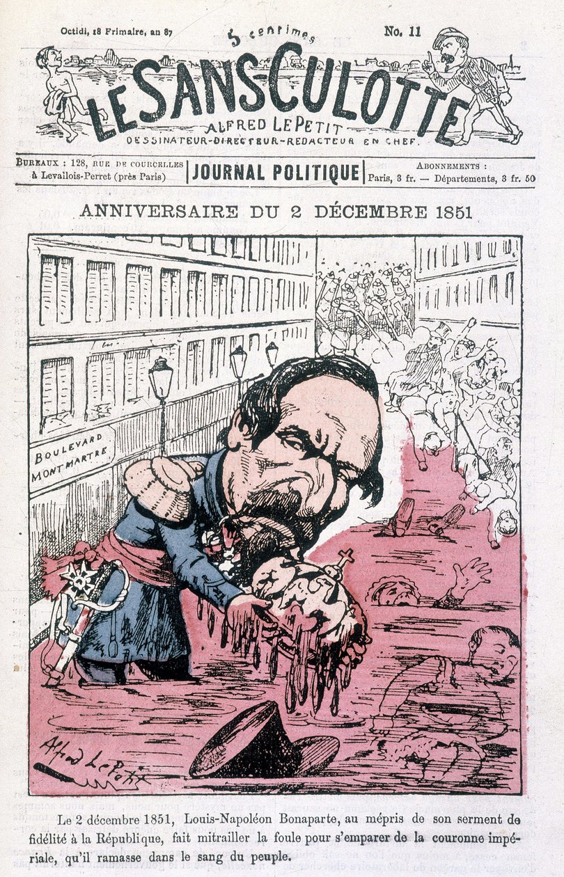 Karikatura o státním převratu Napoleona III ze dne 2. prosince 1851 - v „“Le sans-panlotte““ od Unknown artist