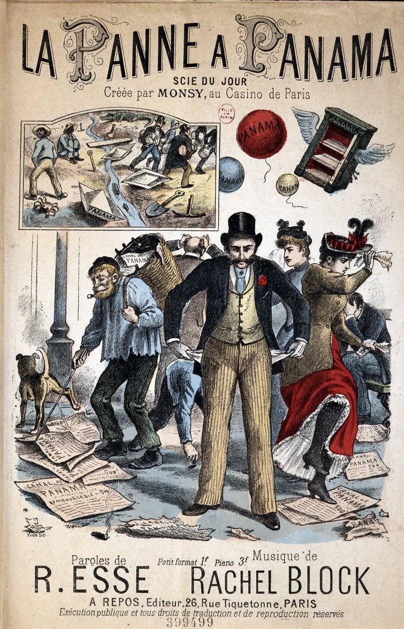 Kreslená píseň “” La Panne a Panama””, scéna dne vytvořená Monsym v Casino de Paris, text R. Esse a hudba Rachel Block od Unknown artist