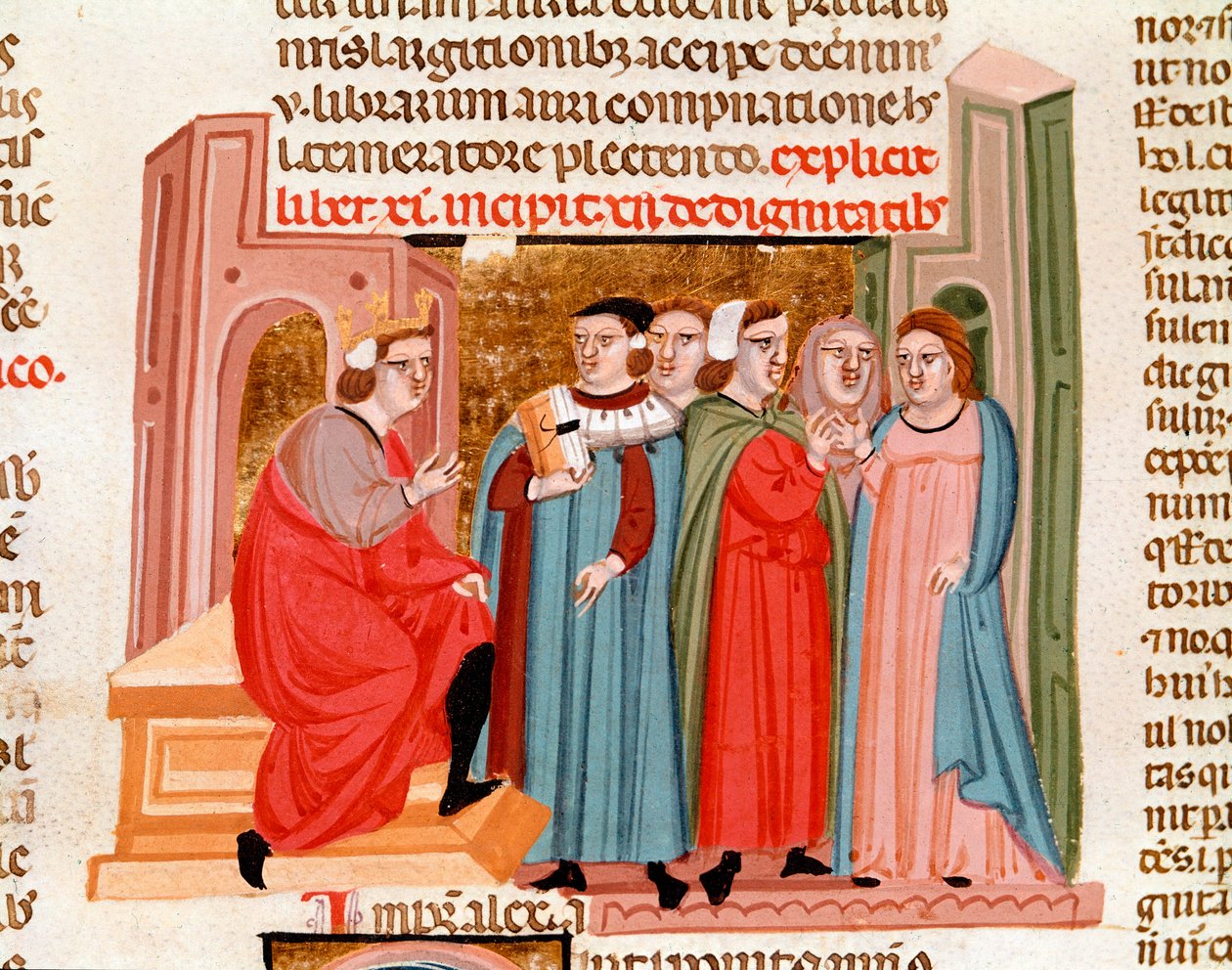 Oslava svatby v době císaře Justiniána (483-565). Miniatura převzatá z „Justinianus Istitutiones““ Padova ze 14. století, Biblioteca capitolare od Unknown artist