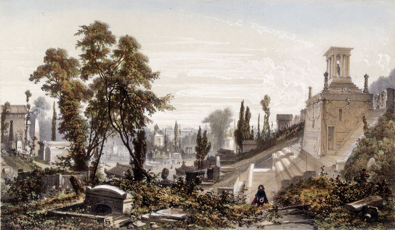 Hřbitov Père Lachaise - litografie od Unknown artist