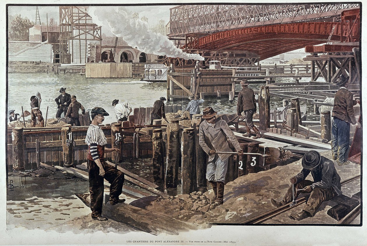 Stavba mostu Alexandra III. - v „“Le petit journal”” 05/1899 od Unknown artist