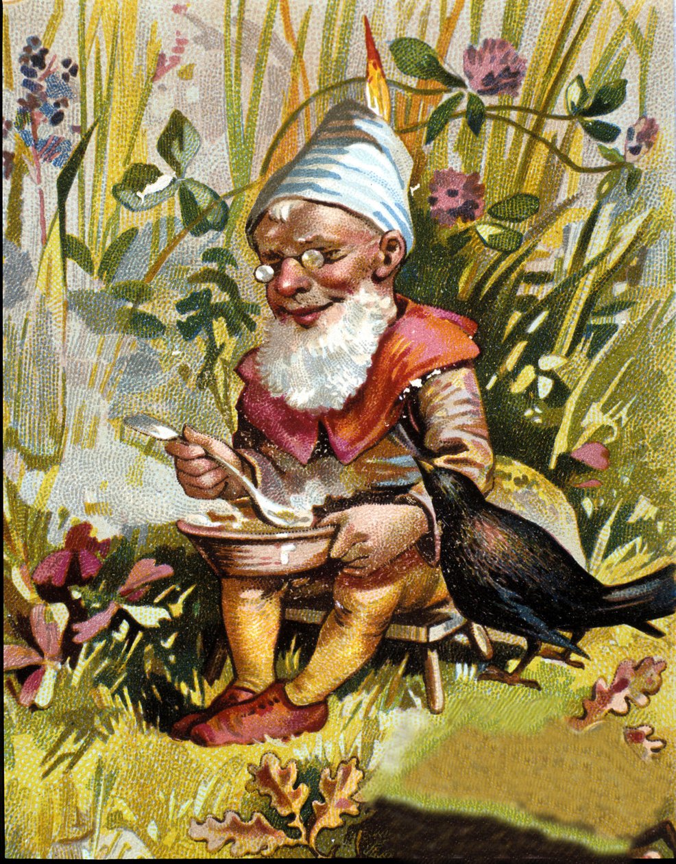 Postava trpaslíka nebo farfadeta jí polévku. od Unknown artist
