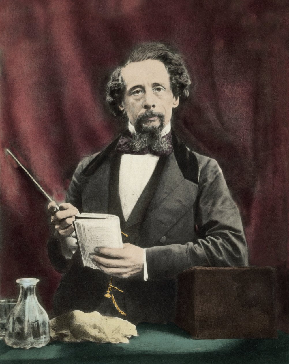 Charles Dickens (1812-1870) během čtení kolem roku 1860. od Unknown artist
