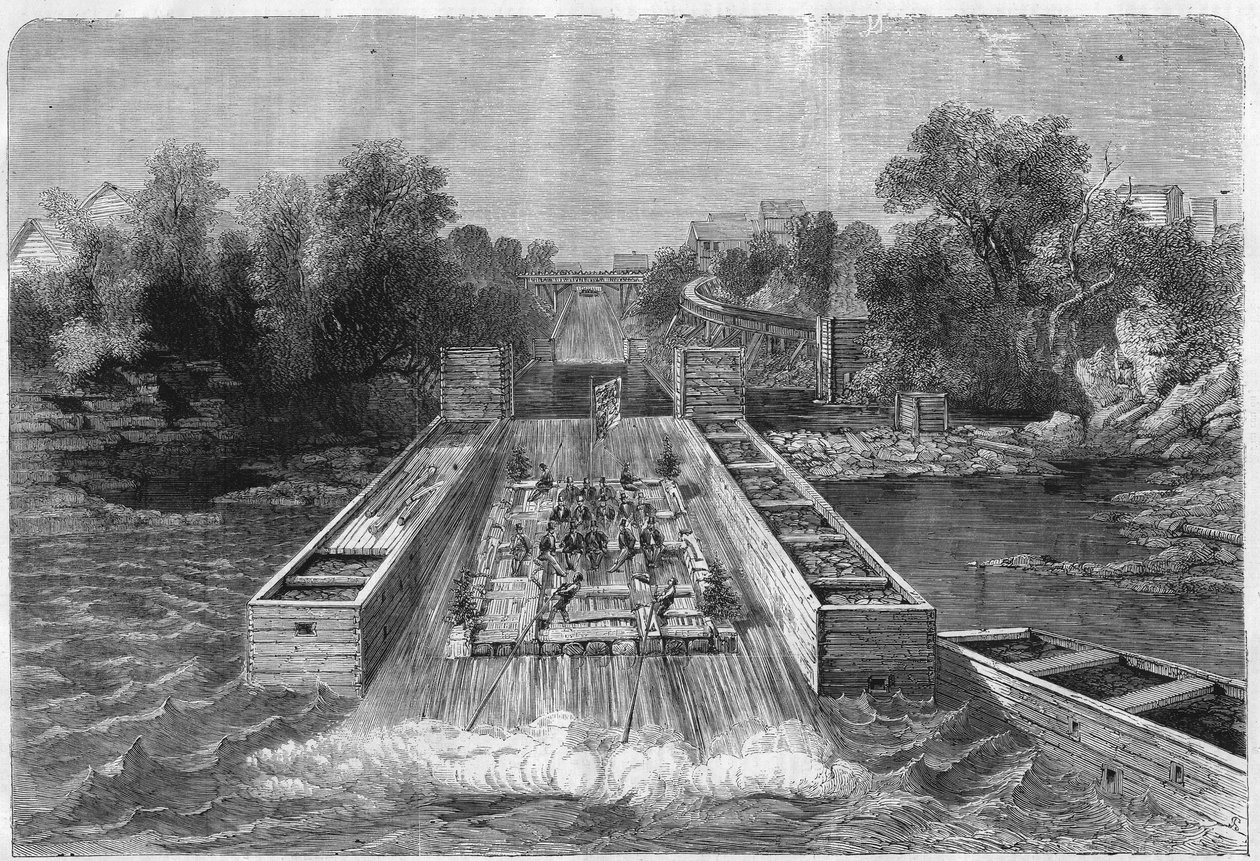 Charles Stanley Monck (1819-1894), první generální guvernér Kanady, který navštívil vodopády Ottowa v Horní Kanadě. Gravírování v „“L