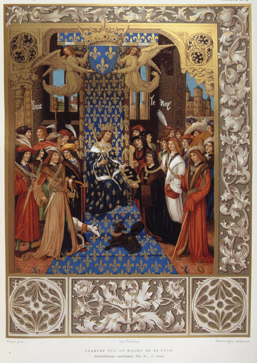 Karel VIII uprostřed svého nádvoří – z miniatury od Unknown artist