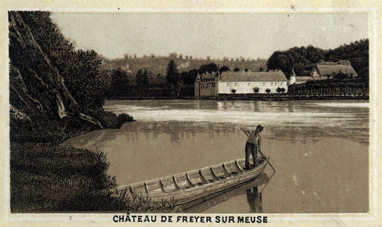 Chateau de Freyr sur Meuse (Freyr-Sur-Meuse), Belgie. Chromolitograf z konce 19. století. od Unknown artist