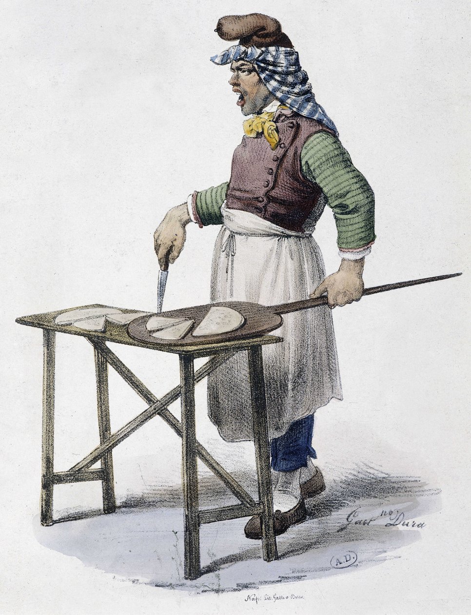 Obchodník se sýrem v Itálii - litografie od Unknown artist