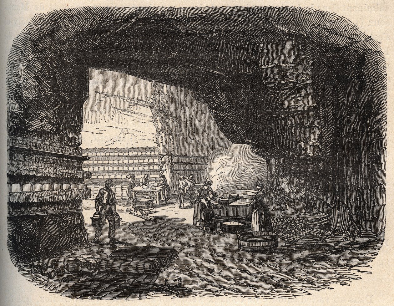 Sýry - rokfortové sklepy - rytina "” PATRIE”” - PECTUREQUIREQUE POPIS FRANCIE V 6 SVAZTECH LUCIEN HUARD - konec 19. stol. od Unknown artist