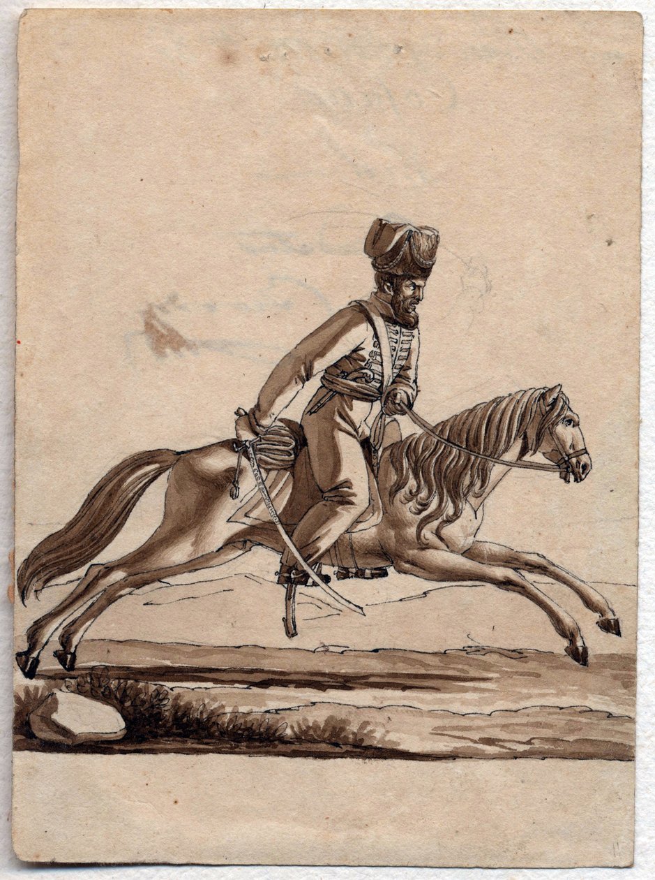 ""Náčelník (ataman) kozák"" (Ataman kozáků) Anonymní kresba 1818 Rozměr 11,4x8,2 cm Soukromá sbírka od Unknown artist