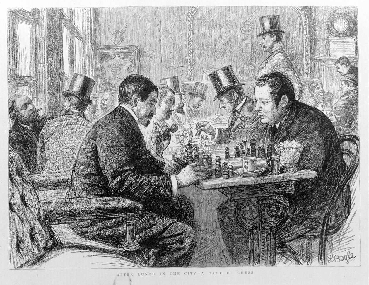 Šachisté ve městě Londýn v roce 1890. od Unknown artist