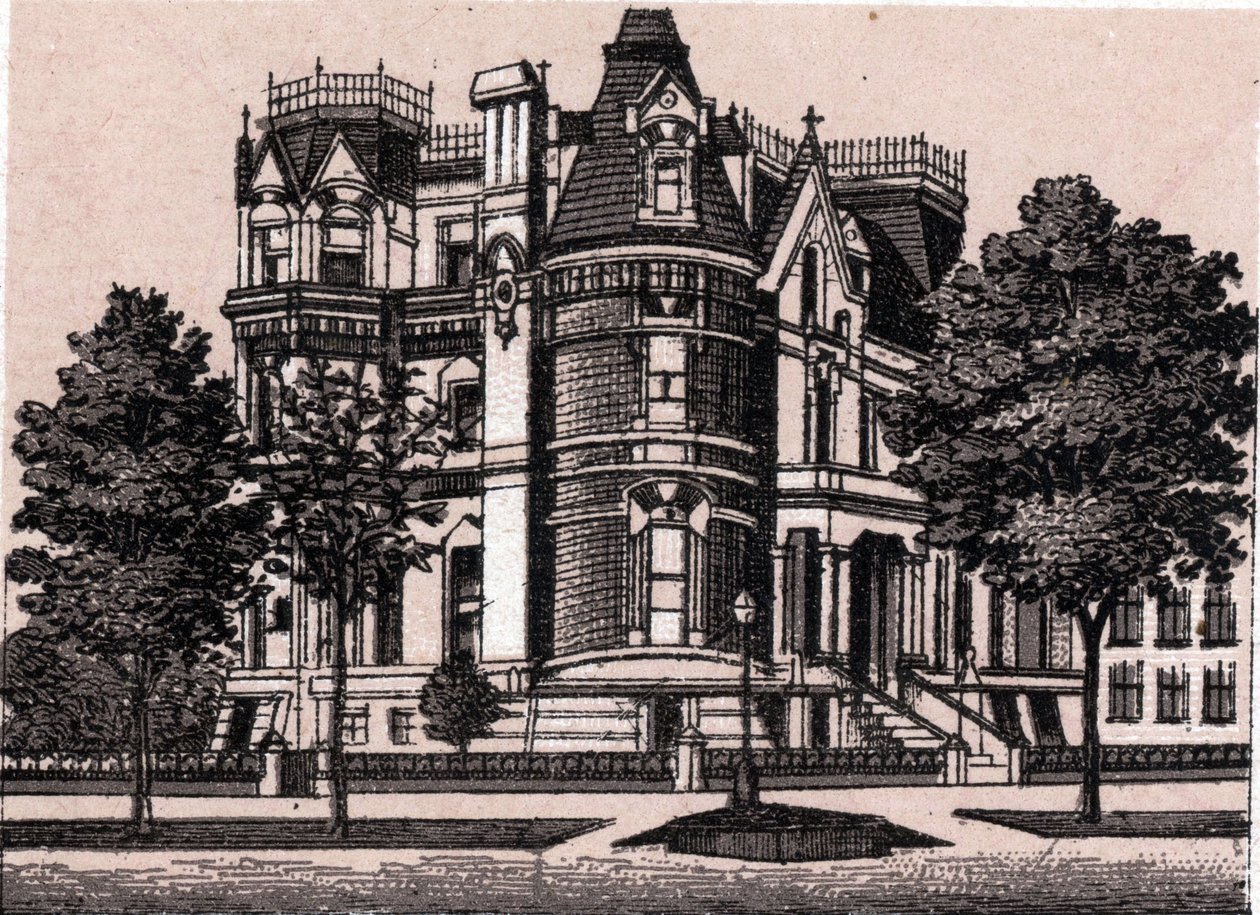 Chicago, Spojené státy americké: pohled z rohu Prairie Avenue a 22nd Street. v „“ Svět ilustruje 168 pohledů““ Nedatováno (konec 19. století) od Unknown artist