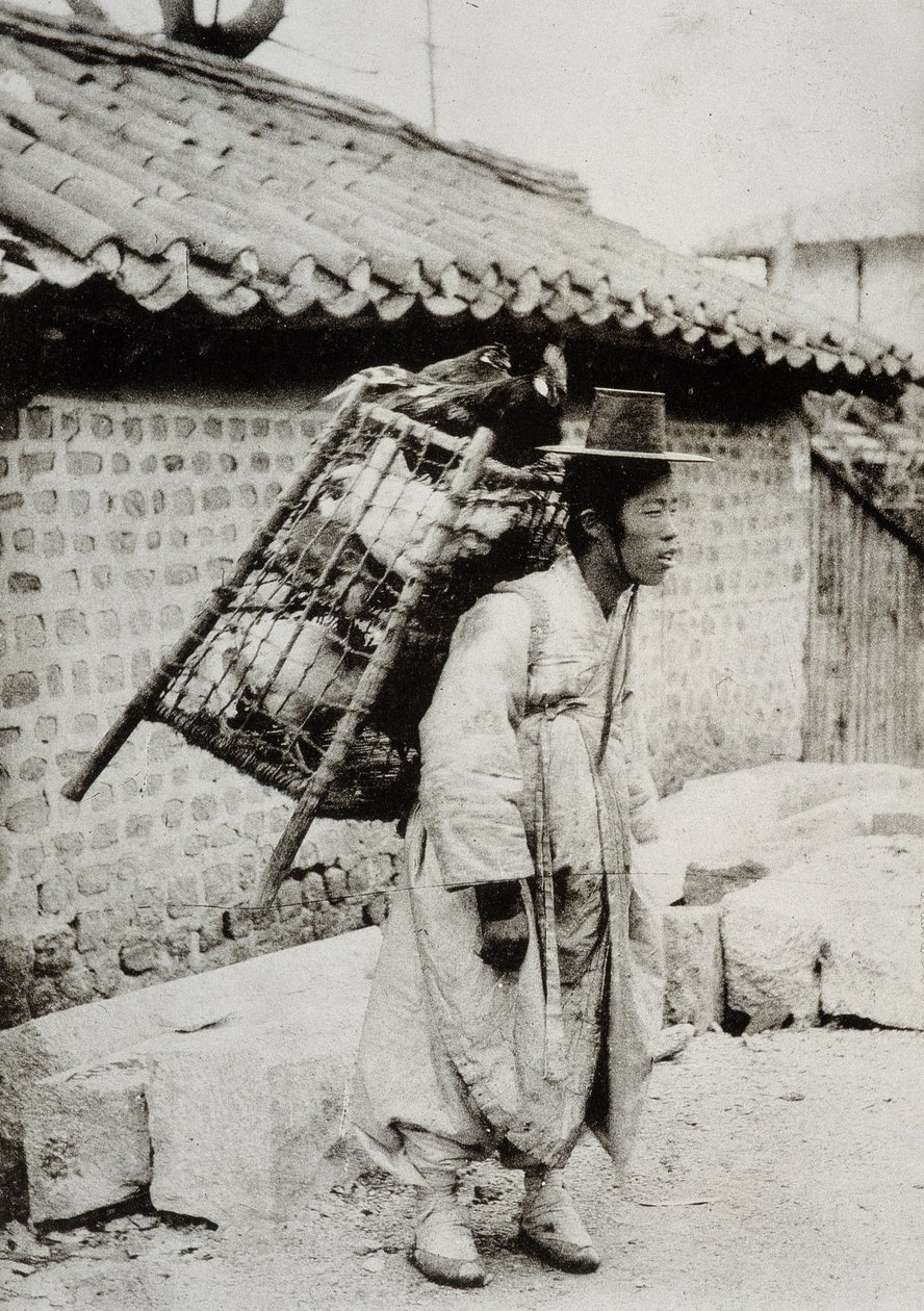 Obchodník s kuřecím masem, Korea, konec 19. století od Unknown artist