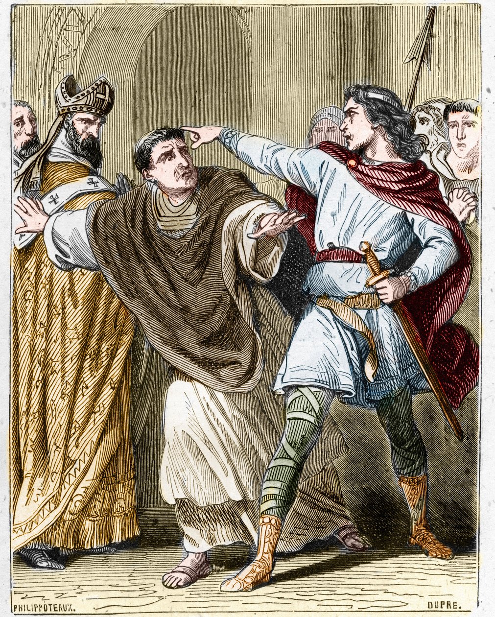 Childeric II., král franků v letech 670 až 673, nechal zamknout předvečer Saint Leger (616-675) v opatství Luxeuil. od Unknown artist