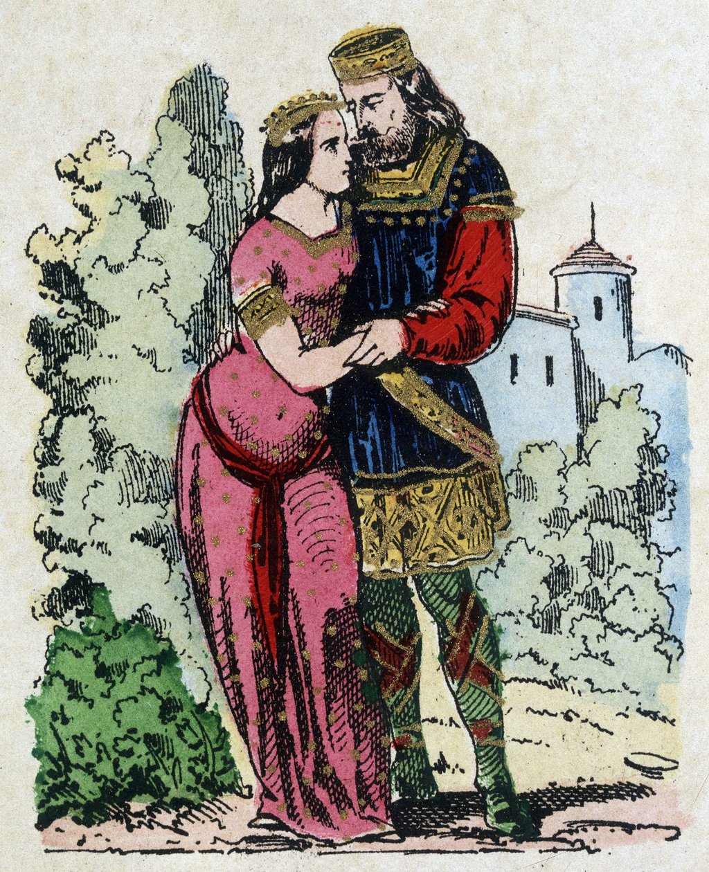 Childeric I., král salianských franků (436-481) se během svého vyhnanství setkal s Durynskou pánví (manželkou durynského krále). Clovis se narodil z jejich manželství. od Unknown artist